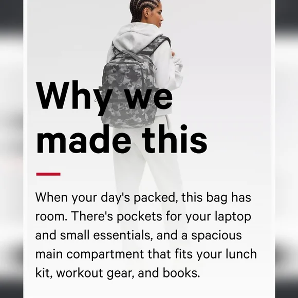 Lululemon Athletica Backpack 22L. Thawed Camo Grey Multi. - Picture 12 of 15